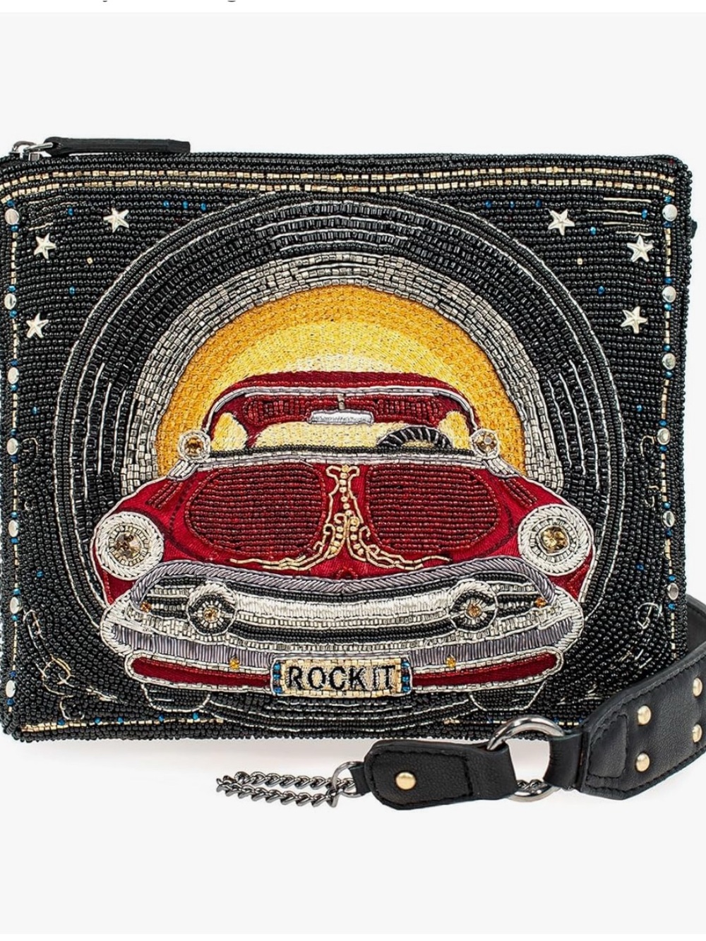 Mary Frances Hot Rod Beaded Classic Car Crossbody Handbag